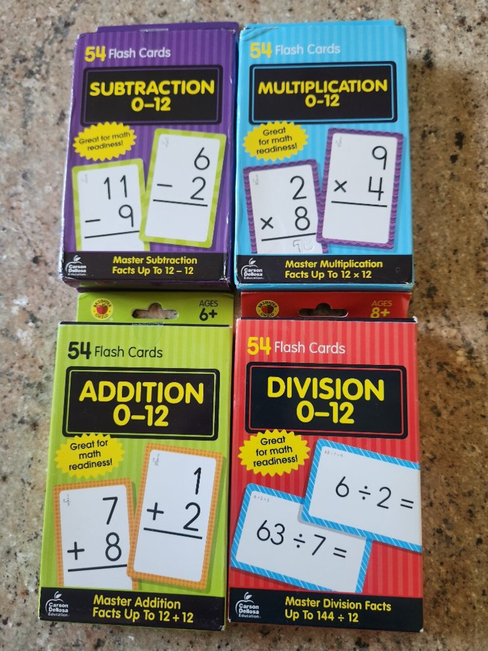Carson Dellosa Addition, Subtraction, Division, and Multiplication Flash Cards